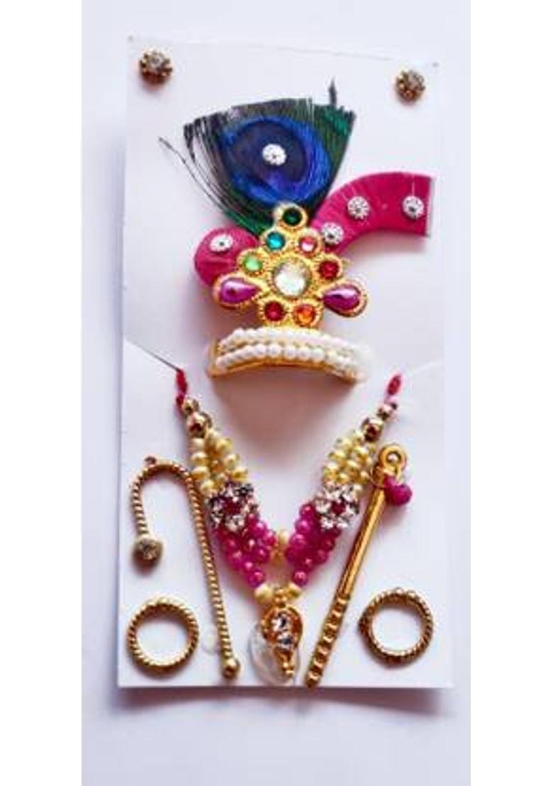 radhey collection Neckless, Mala for laddu gopal / thakur ji Deity Ornament&nbsp;&nbsp;(size 3/4/5/ no (bal gopal - kanhaji-ganpati-mata rani-) mala mukut set) - Indya