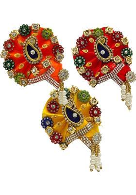 Ecommall Laddu Gopal Pagdi Mukut Size 3 No Accessories Pagri Shringar Combo Set Deity Ornament&nbsp;&nbsp;(God, Idol, Krishna, Khatu Shyam ji, Sai Baba, Ganesh ji, Mata Rani)