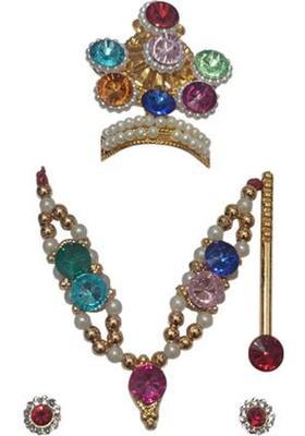 GSP Group Laddu (Size: 1) Laddu Gopal ji, Mukut Mala Tops Janmashtami Shringar Deity Ornament&nbsp;&nbsp;(Mukut, Mala,Kundal)