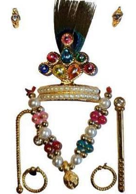 DigiShopper Deity Ornament Set Deity Ornament&nbsp;&nbsp;(Laddu Gopal Mor Mukut Set)