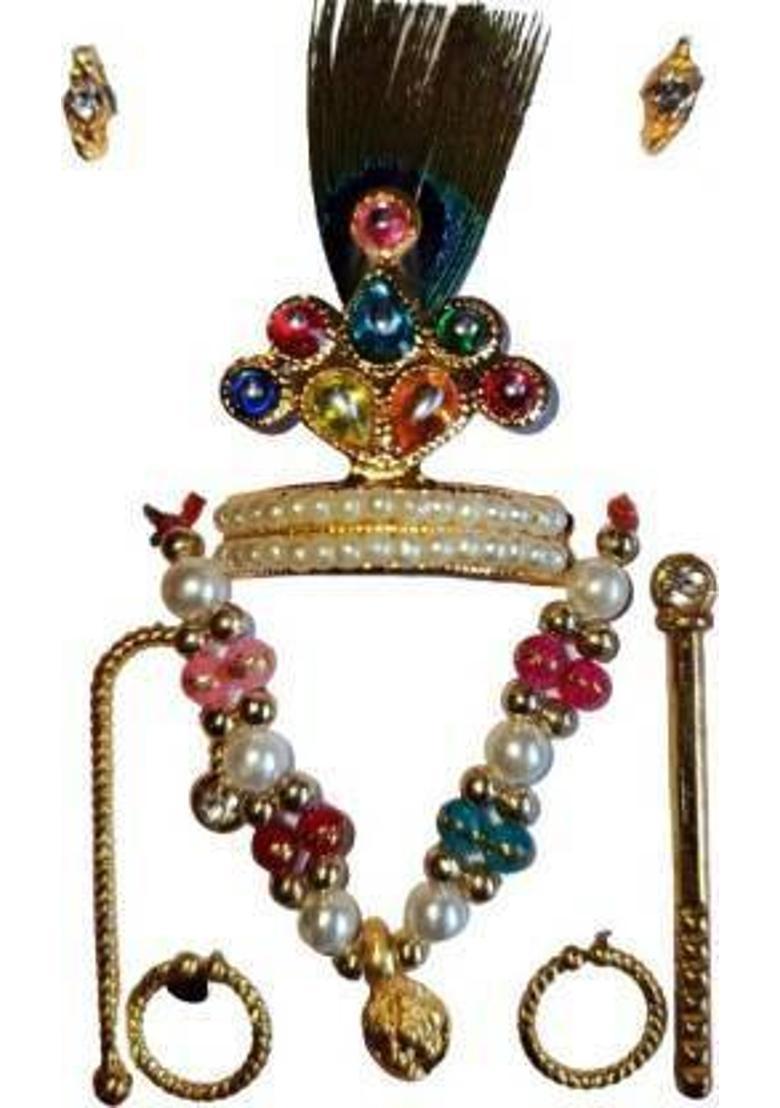 DigiShopper Deity Ornament Set Deity Ornament&nbsp;&nbsp;(Laddu Gopal Mor Mukut Set) - Indya