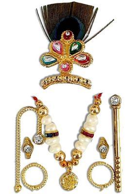 Firmus Laddu Gopal Ji Mukut Mala Janmastmi Festival Combo Set with 6 items (Size-1) Deity Ornament&nbsp;&nbsp;(Laddu Gopal Ji Mukut Mala Janmastmi Festival Combo Set with 6 items (Size-1))