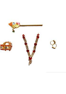 Hanu Creations Laddu Gopal ji Shringar Set of 1 Flute, 2 Bangle, 2 Earing, 1 Haar, Premium Deity Ornament&nbsp;&nbsp;(for Size 0,1,2,3,4,5 No.)