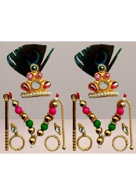 Lootnixx SHRINGAR SET ( Size 2) , MALA, MUKUT, EARING, LATHI, BASURI Deity Ornament (Laddu Gopal, kanha ji, Krishan ji, Ladoo gopal ji singaar, pack of 2 singaar laddu gopal ji Deity Ornament&nbsp;&nbsp;(Laddu Gopal, kanha ji, Krishan ji, Ladoo gopal, Bal Gopal)