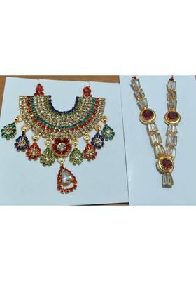 KRISHNA ETHENIC Premium Temple Shringar Mala Parts Colorful Stone Set. Deity Ornament&nbsp;&nbsp;(All Gods Idols)