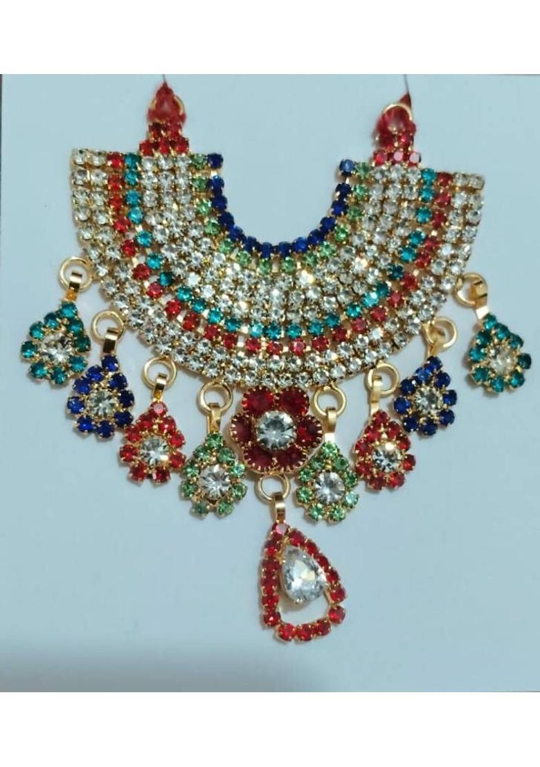 KRISHNA ETHENIC Premium Temple Shringar Mala Parts Colorful Stone Set. Deity Ornament&nbsp;&nbsp;(All Gods Idols) - Indya