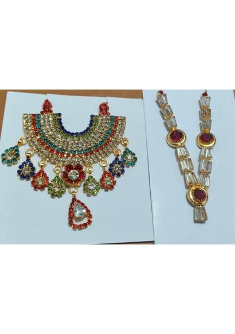 KRISHNA ETHENIC Premium Temple Shringar Mala Parts Colorful Stone Set. Deity Ornament&nbsp;&nbsp;(All Gods Idols) - Indya