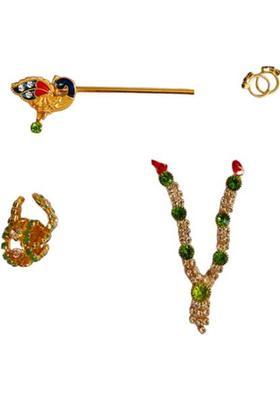 Hanu Creations Laddu Gopal ji Shringar Set of 1 Flute, 2 Bangle, 2 Earing, 1 Haar, Premium Deity Ornament&nbsp;&nbsp;(for Size 0,1,2,3 No.)