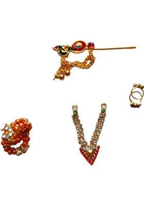 Hanu Creations Laddu Gopal ji Shringar Set of 1 Flute, 2 Bangle, 2 Earing, 1 Mala, Premium Deity Ornament&nbsp;&nbsp;(for Size 0,1,2 No.)