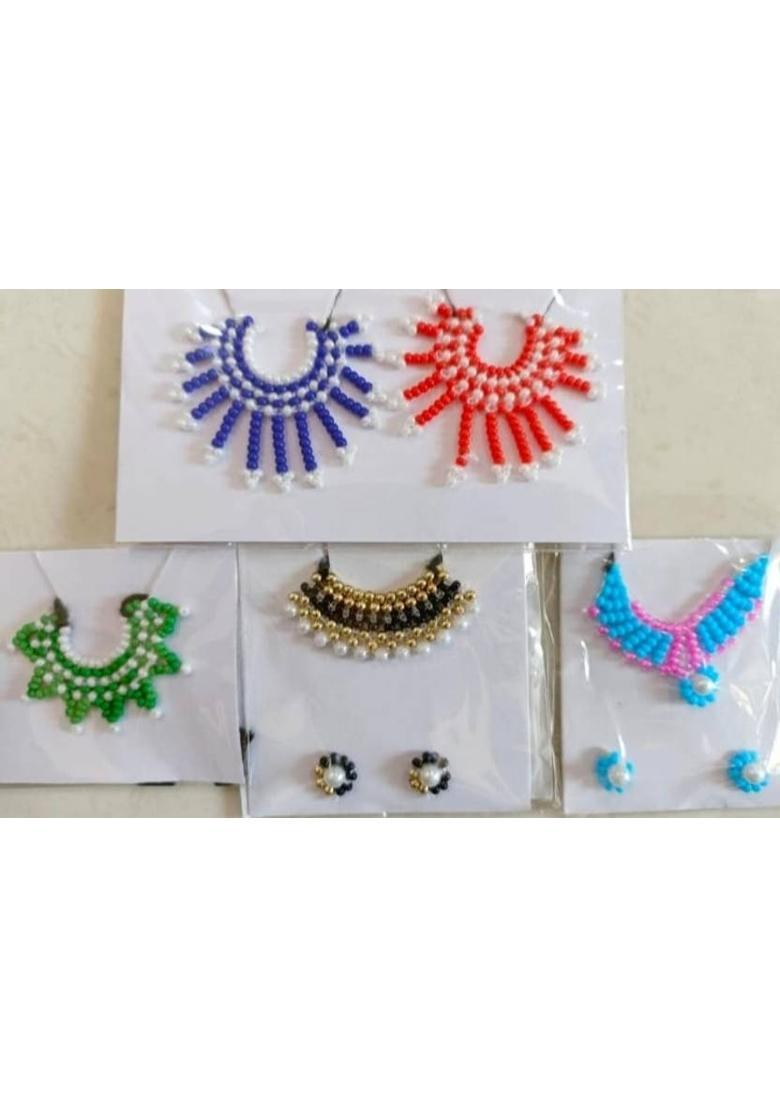 Any Fashion Laddu Gopal Mala Coloured Pearls Diamond Flower Necklace for God Idol Deity Ornament&nbsp;&nbsp;(matarani) - Indya