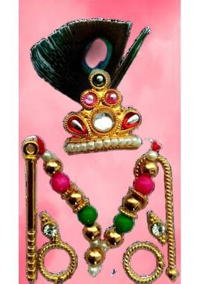 Lootnixx SHRINGAR SET ( Size 2) , MALA, MUKUT, EARING, LATHI, BASURI Deity Ornament (Laddu Gopal, kanha ji, Krishan ji, Ladoo gopal ji singaar Deity Ornament&nbsp;&nbsp;(Laddu Gopal, kanha ji, Krishan ji)