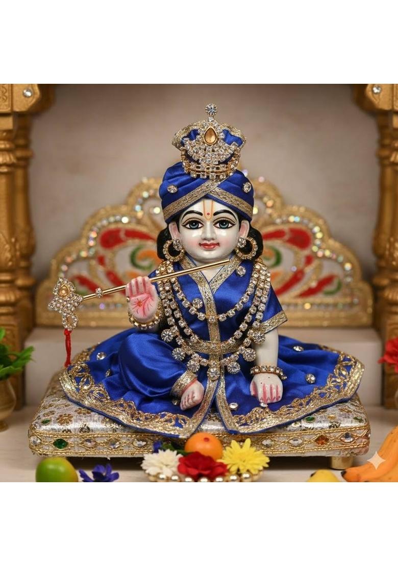 khushienterprise Premium Quality Laddu Gopal Handmade Golden, Necklace, Mukut, Payal, Bansari, Deity Ornament&nbsp;&nbsp;(Laddu Gopal) - Indya