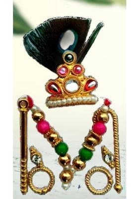 Lootnixx SHRINGAR SET ( Size 2) , MALA, MUKUT, EARING, LATHI, BASURI Deity Ornament (Laddu Gopal, kanha ji, Krishan ji, Ladoo gopal ji singaar Deity Ornament&nbsp;&nbsp;(Laddu Gopal, kanha ji, Krishan ji, Ladoo gopal, Bal Gopal)