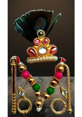 Lootnixx SHRINGAR SET ( Size 2) , MALA, MUKUT, EARING, LATHI, BASURI Deity Ornament (Laddu Gopal, kanha ji, Krishan ji, Ladoo gopal ji singaar Deity Ornament&nbsp;&nbsp;(Laddu Gopal)