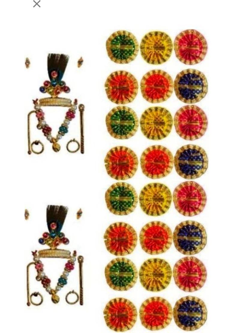 Lootnixx SHRINGAR SET ( Size 2) , MALA, MUKUT, EARING, LATHI, BASURI Deity Ornament (Laddu Gopal, kanha ji, Krishan ji, Ladoo gopal ji singaar, pack of 2 singaar laddu gopal ji Deity Ornament&nbsp;&nbsp;(Laddu Gopal, kanha ji, Krishan ji, Ladoo gopal, Bal Gopal) - Indya