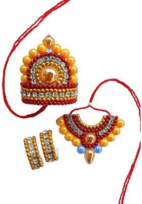 JMK CREATION Laddugopal Thakurji Kanhaji Hand Made Jewellery Set (Small Size) Deity Ornament&nbsp;&nbsp;(Mukut,Necklace,Bangles)