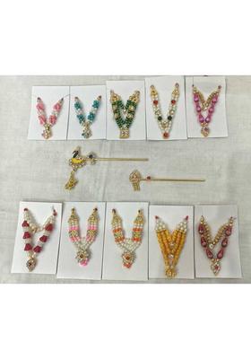 DURGA HOSIERY Laddu Gopal Ji Shringar Colourful Malas and Bansuri Deity Ornament&nbsp;&nbsp;(Laddu Gopal)