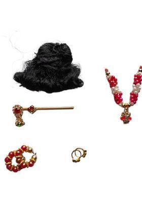 Hanu Collections flutes, Hair, Mala, Bangles, Earings, for Idol Size (0-1-2) NO. Deity Ornament&nbsp;&nbsp;(Laddu Gopal ji Shringar Combo of 1 Hair, 1 Flute, 2 Bangle, 2 Earing, 1 Mala)