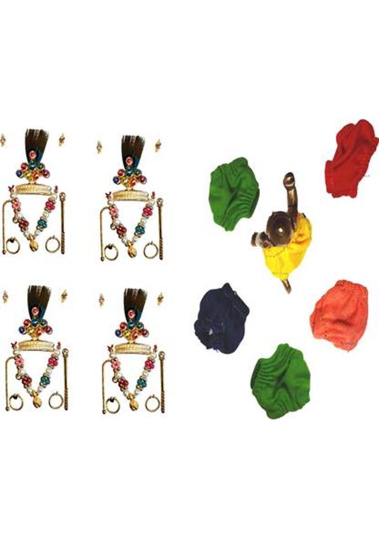 ANVIKA (Pack of -10) 6-Deity Nappy Dress Deity Ornament&nbsp;&nbsp;(Laddu Gopal Shringar Set Of 4-Mukut Mala And 6-Nappy) - Indya