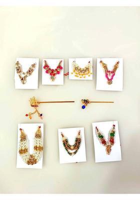 DURGA HOSIERY / ANY FASHION Laddu Gopal Ji Shringar Mala, Bansuri Set Combo Deity Ornament&nbsp;&nbsp;(mala and bansuri Combo for Krishna Bal gopal Murti Idol / Murti)