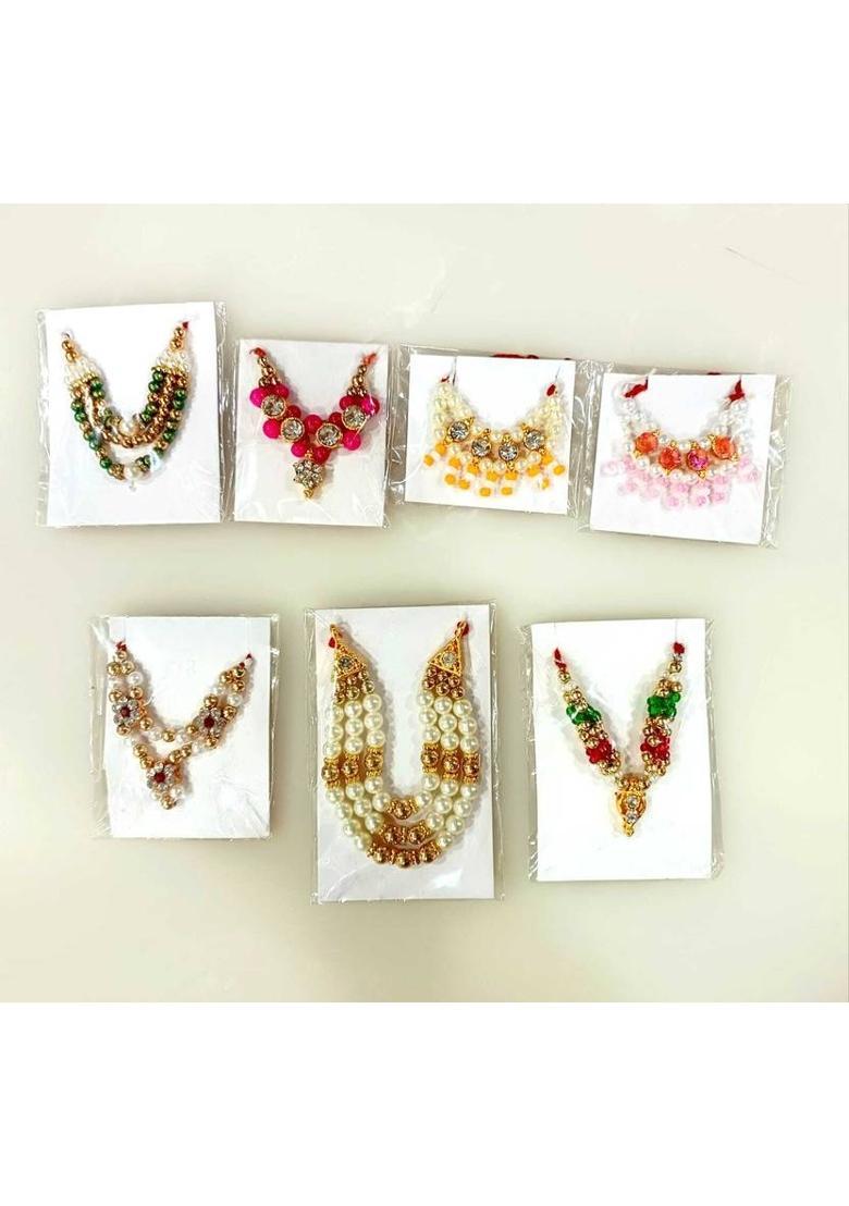 DURGA HOSIERY / ANY FASHION Laddu Gopal Ji Shringar Mala, Bansuri Set Combo Deity Ornament&nbsp;&nbsp;(mala and bansuri Combo for Krishna Bal gopal Murti Idol / Murti) - Indya