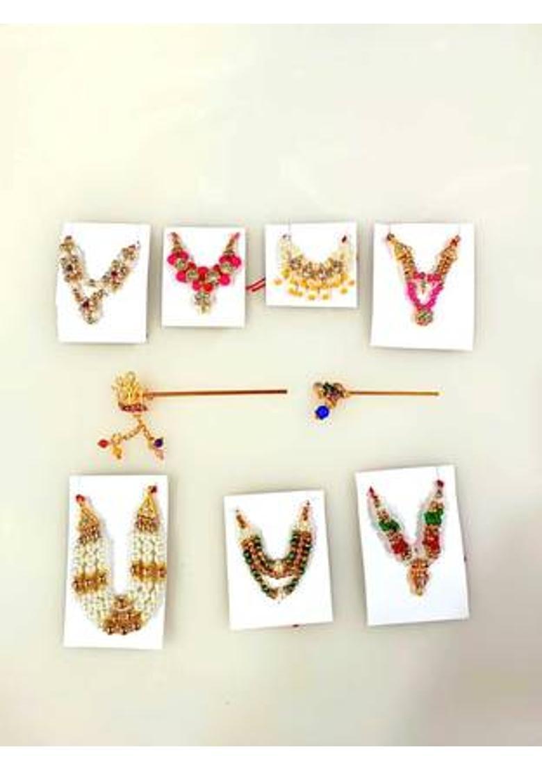 DURGA HOSIERY / ANY FASHION Laddu Gopal Ji Shringar Mala, Bansuri Set Combo Deity Ornament&nbsp;&nbsp;(mala and bansuri Combo for Krishna Bal gopal Murti Idol / Murti) - Indya