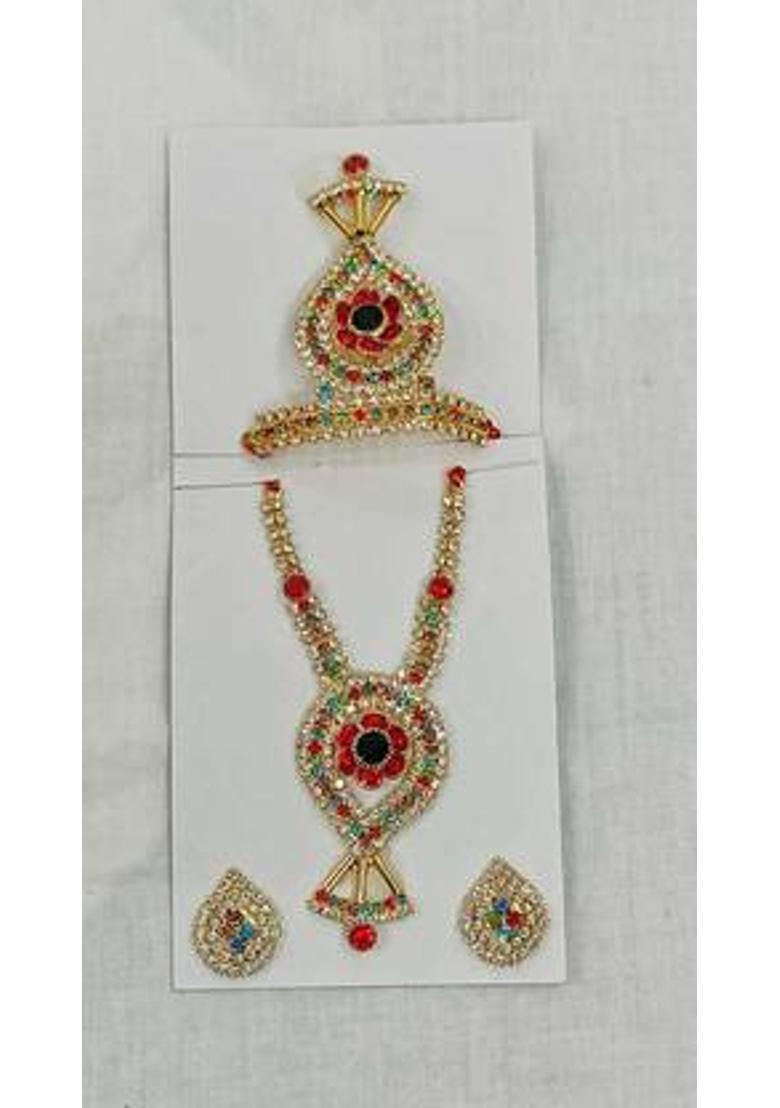 DURGA HOSIERY Heavy Stone Desighner Shringar Mukut Mala Set Deity Ornament&nbsp;&nbsp;(Laddu Gopal, MATA RANI, SAI BABA, ALL GODS) - Indya