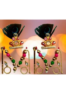Lootnixx SHRINGAR SET ( Size 2) , MALA, MUKUT, EARING, LATHI, BASURI Deity Ornament (Laddu Gopal, kanha ji, Krishan ji, Ladoo gopal ji singaar, pack of 2 singaar laddu gopal ji Deity Ornament&nbsp;&nbsp;(Laddu Gopal, kanha ji, Krishan ji, Ladoo gopal, Bal Gopal)
