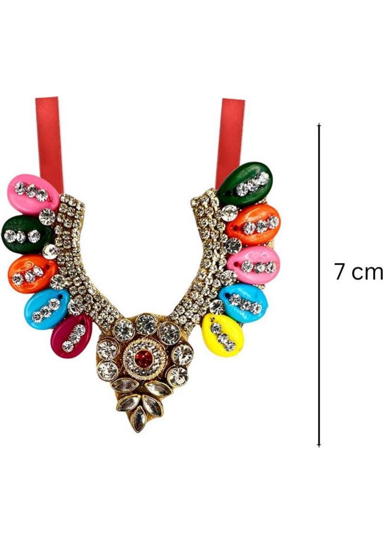 VANDITA CREATIONS Mala for God Idols, Murti, Photo Frames with strap for Adjusting Height, Premium Deity Ornament&nbsp;&nbsp;(Size 7 cm, Laddu Gopal, Ganesh Ji, Matarani, Lakshmi Ji & All God Idols, Pack of 4) - Indya