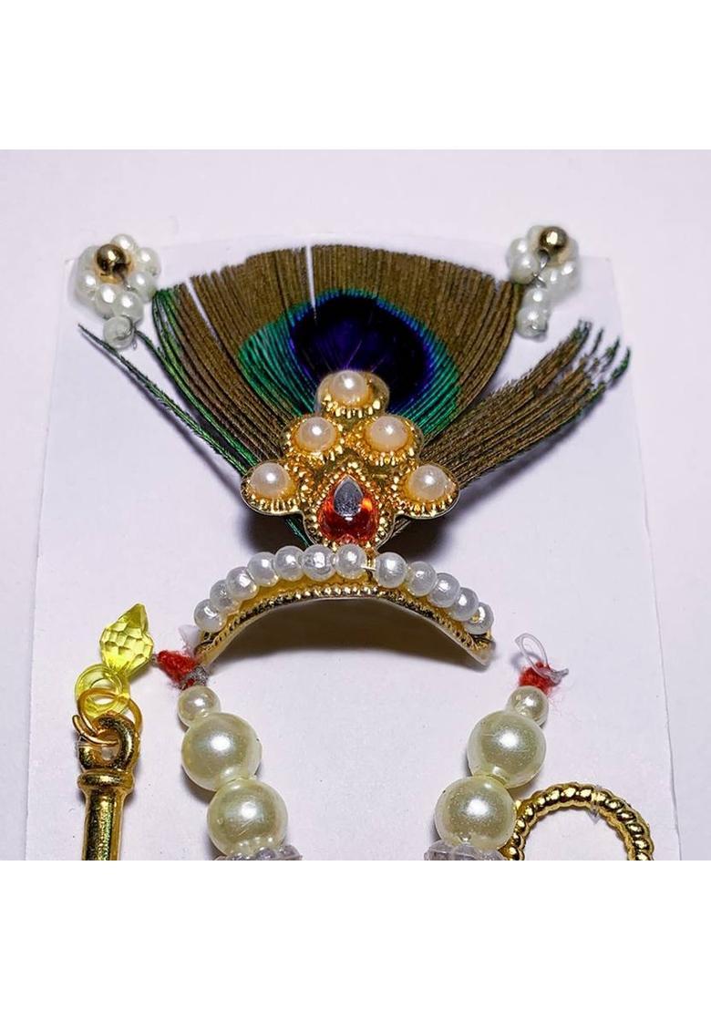 Sellspeed SHRINGAR SET ( Size 2) , MALA, MUKUT, EARING, LATHI, BASURI Deity Ornament&nbsp;&nbsp;(Laddu Gopal, kanha ji, Krishan ji, Ladoo gopal, Bal Gopal) - Indya
