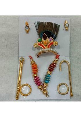 DURGA HOSIERY Metal Mukut Mala Shringar Set Deity Ornament&nbsp;&nbsp;(Laddu Gopal)