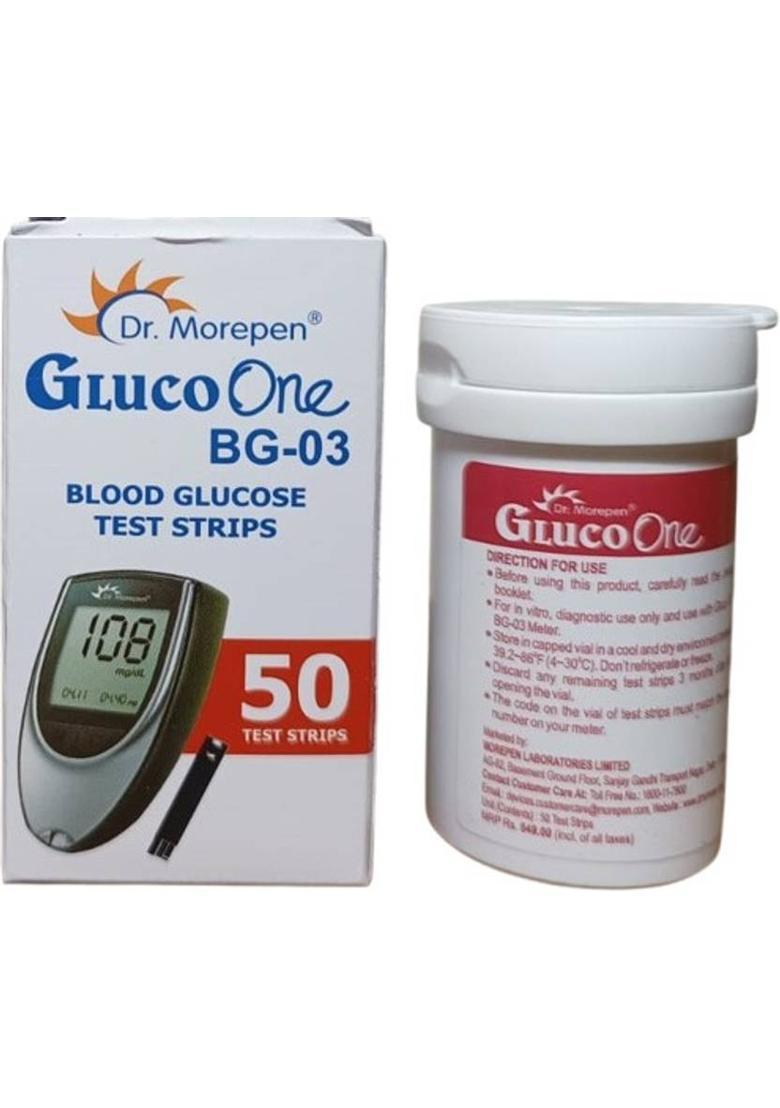 Dr. Morepen GlucoOne BG03 I 100 Glucometer Strips - Indya