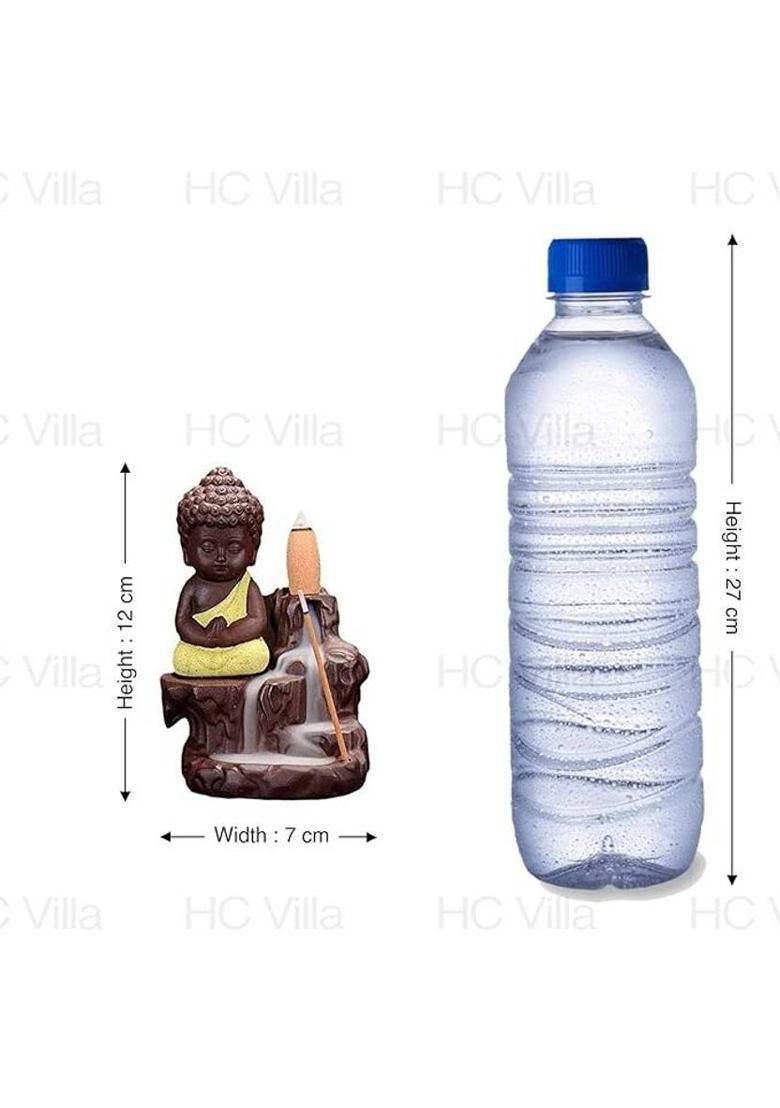 Handicrafts villa Lord Buddha Ceramic Showpiece Figurine Polyresin Incense Holder&nbsp;&nbsp;(Yellow) - Indya