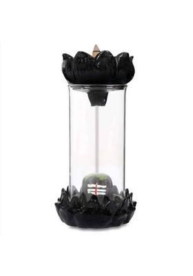 yogi AVShiva Smoke Shivling Ceramic Incense Holder with 10 Back Flow Cones Decorative Showpiece - 22 cm&nbsp;&nbsp;(Ceramic, Glass, Black, White)