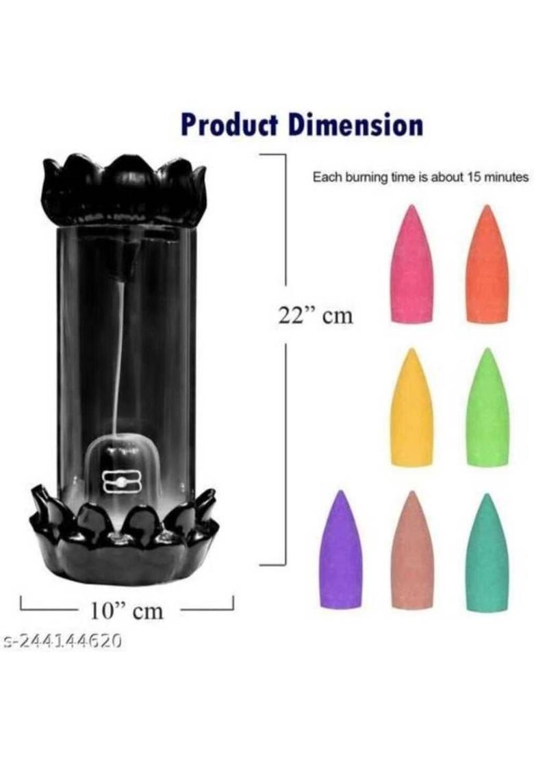 yogi AVShiva Smoke Shivling Ceramic Incense Holder with 10 Back Flow Cones Decorative Showpiece - 22 cm&nbsp;&nbsp;(Ceramic, Glass, Black, White) - Indya