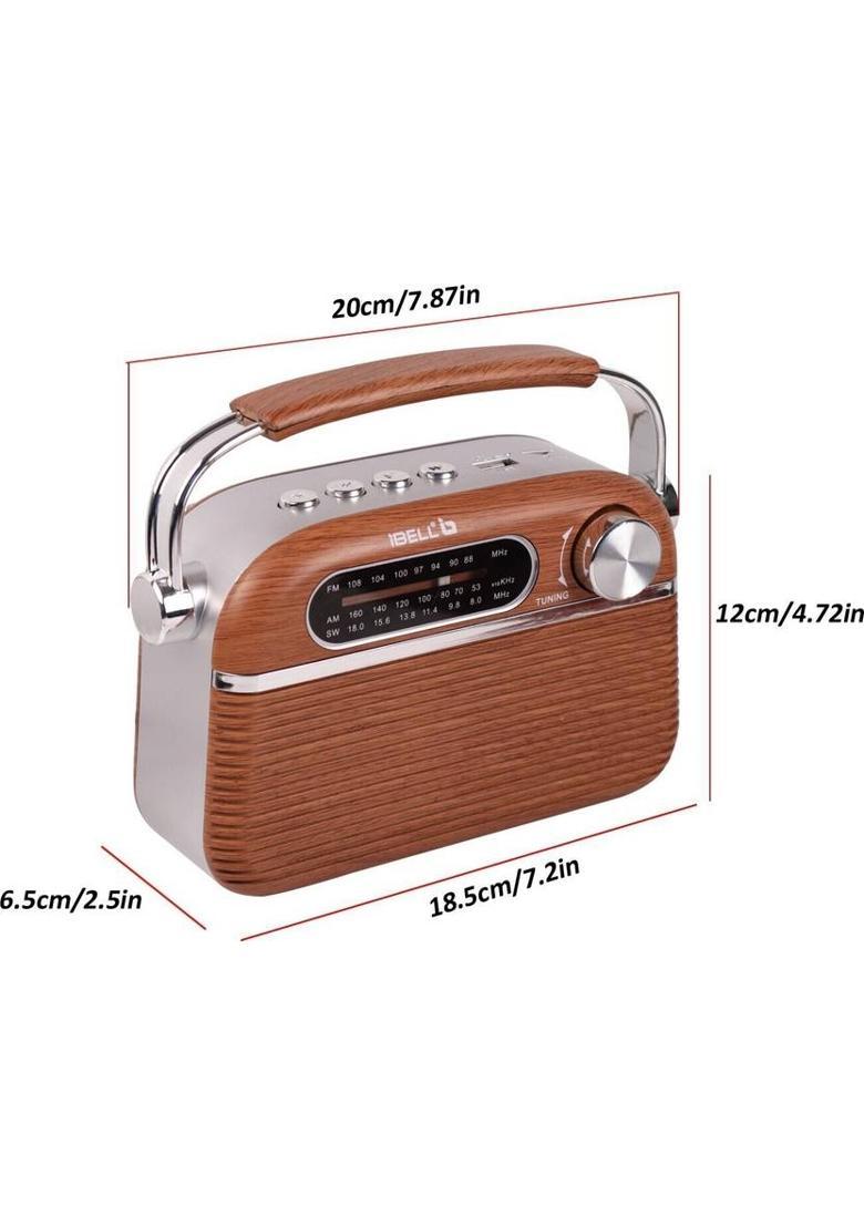 iBELL FM700BT Portable Radio with Bluetooth Speaker, USBSDMP3 Player & Dynamic Speaker 3 Band, Brown FM Radio&nbsp;&nbsp;(Brown) - Indya