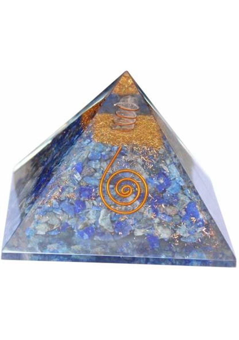 Shubhanjali Reiki Crystal Lapis Lazuli Orgone Pyramid Orgonite Pyramid for Reiki Healing and Crystal Healing Stones Pyramid for Happiness,Self Awareness,Inspiration (Blue) Decorative Showpiece - 6 cm&nbsp;&nbsp;(Stone, Blue) - Indya