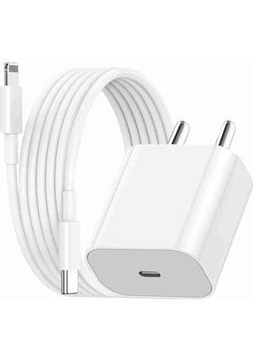 EVAAENTERPRISES 20 W PD 3 A Wall Charger for Mobile with Detachable Cable&nbsp;&nbsp;(White, Cable Included)