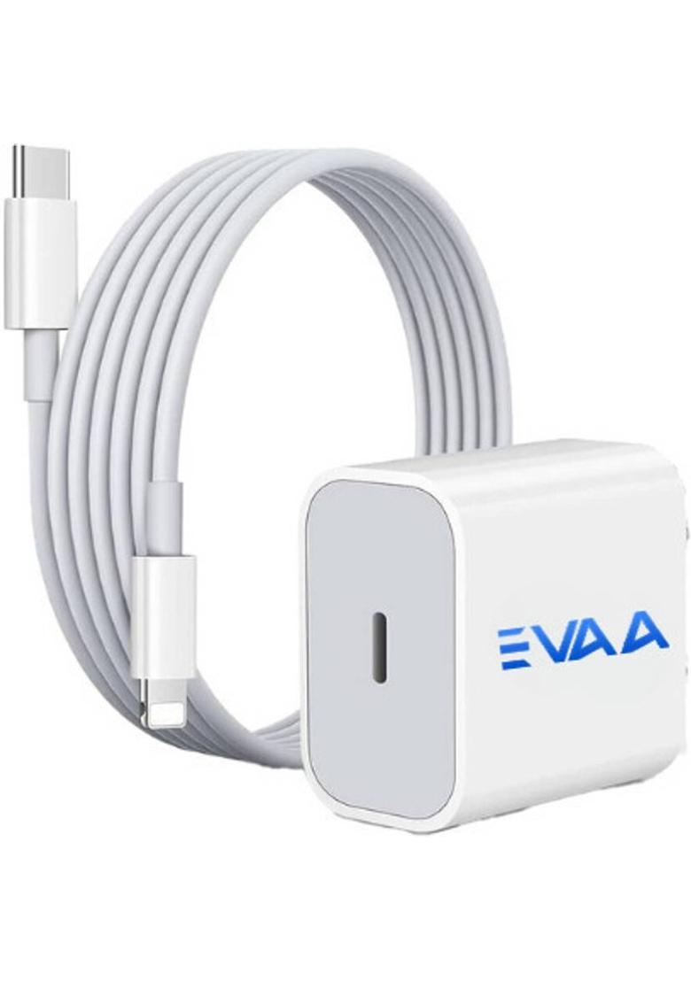 EVAAENTERPRISES 20 W PD 3 A Wall Charger for Mobile with Detachable Cable&nbsp;&nbsp;(White, Cable Included) - Indya