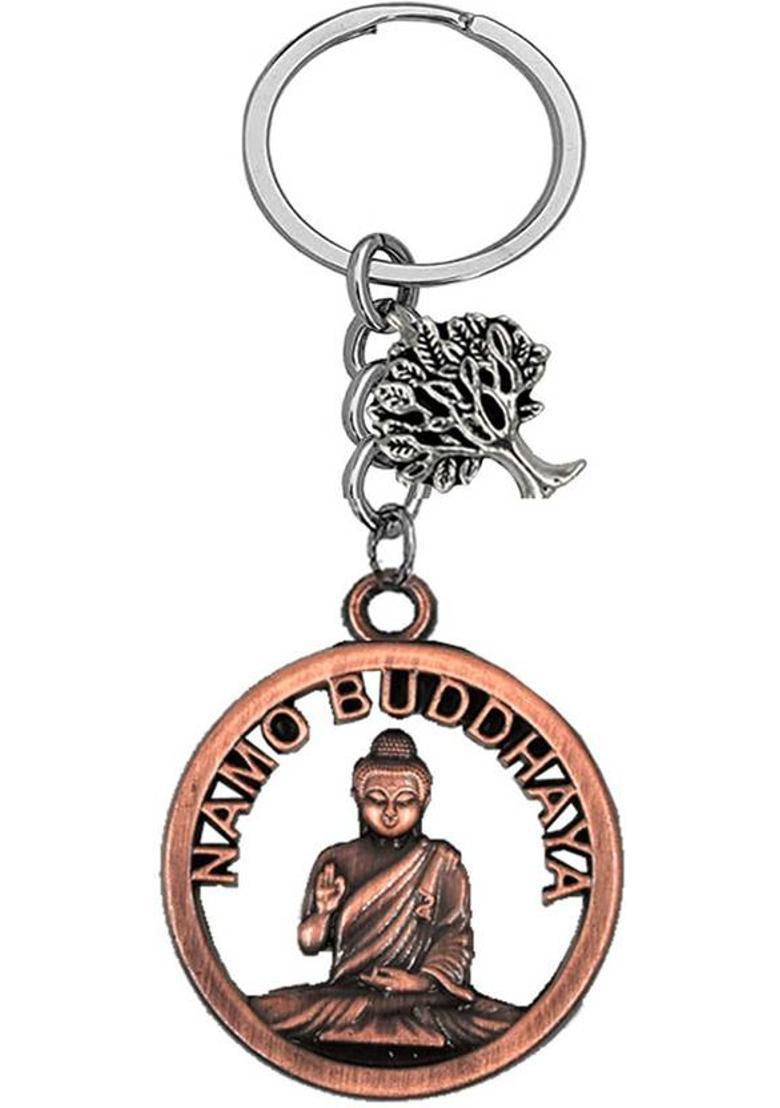 Abhiora Fashion Namo Buddhay Metal Copper Tree of Life Keychain for Car Bike Home Men & Women Key Chain - Indya