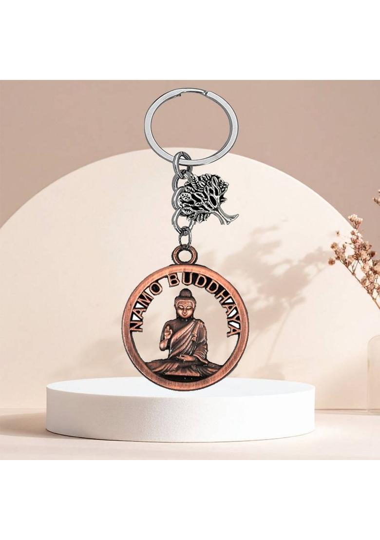 Abhiora Fashion Namo Buddhay Metal Copper Tree of Life Keychain for Car Bike Home Men & Women Key Chain - Indya