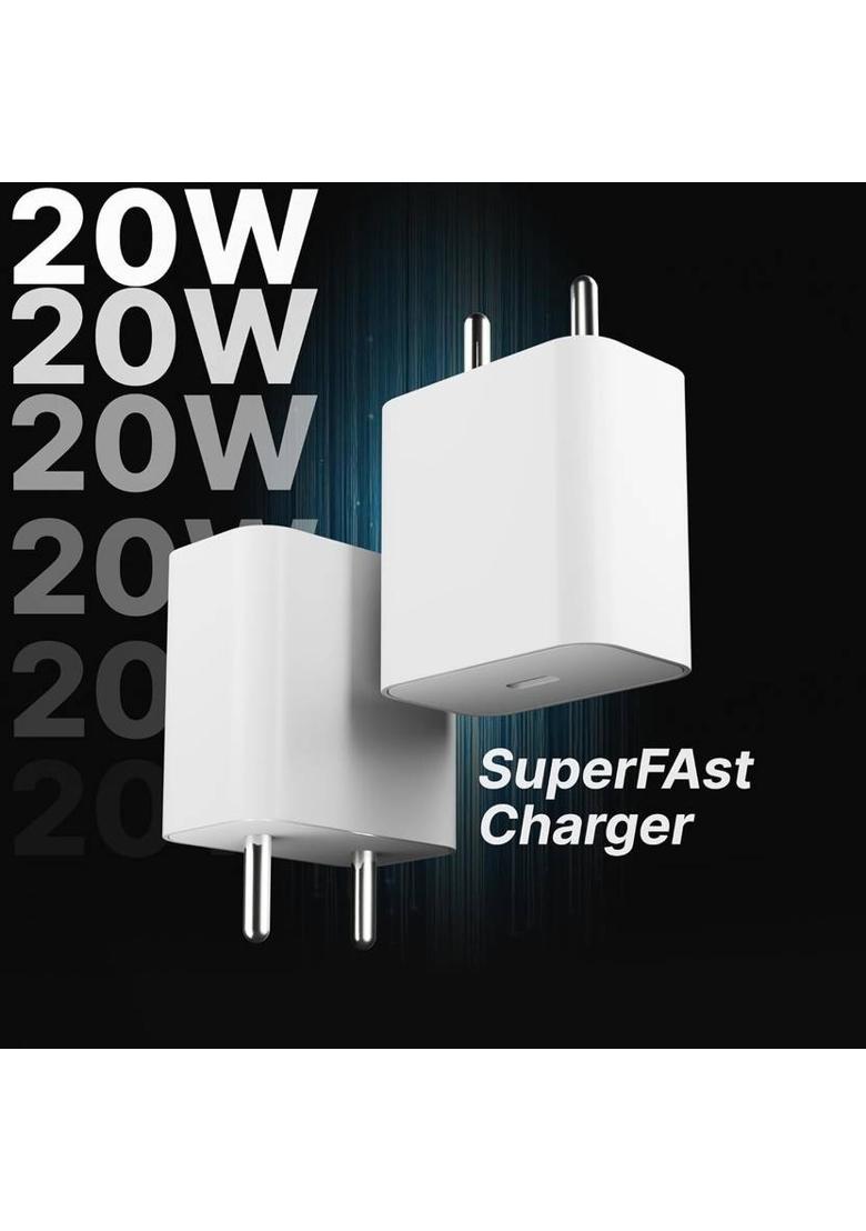 MAK 20 W Supercharge 3.1 A Wall Charger for Mobile with Detachable Cable&nbsp;&nbsp;(White, Cable Included) - Indya