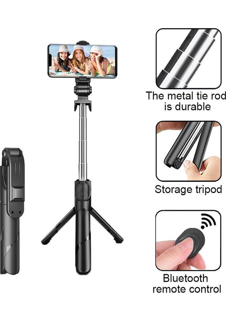 NAFA 3-in-1 Convertible Tripod, 360° Rotating Phone Holder, Bluetooth Remote Tripod&nbsp;&nbsp;(Black, Supports Up to 500 g) - Indya