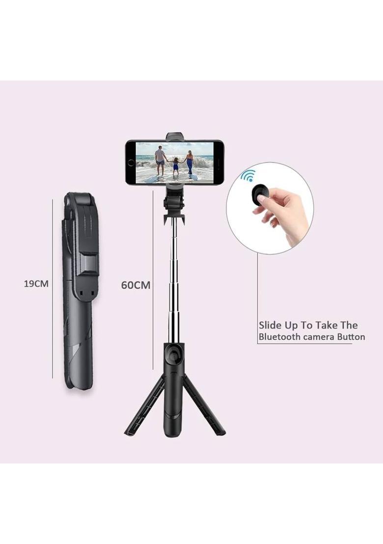 NAFA 3-in-1 Convertible Tripod, 360° Rotating Phone Holder, Bluetooth Remote Tripod&nbsp;&nbsp;(Black, Supports Up to 500 g) - Indya