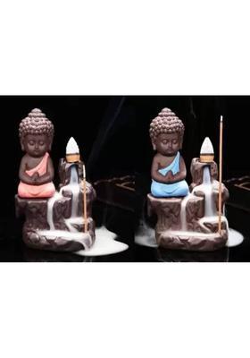 Qweezer Handicrafted Meditating Monk Buddha Smoke Backflow incense Holder For Home Polyresin Incense Holder&nbsp;&nbsp;(Multicolor)