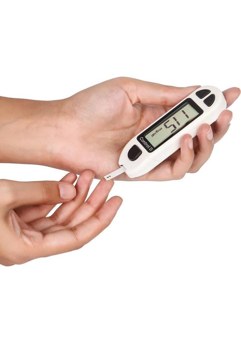 Control D 25 Strips & Automatic Glucose Blood Sugar Testing Machine Digital Glucometer&nbsp;&nbsp;(White) - Indya
