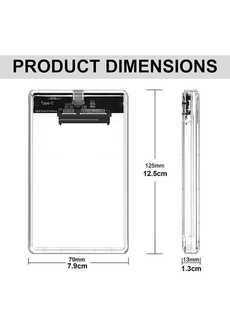 STORITE Hard Drive Enclosure, USB 3.0 C to SATA III External HDD Case for SSD 2.5 inch Shock Resistant Hard Disk Case&nbsp;&nbsp;(For PC, Laptop, TV, Transparent) - Indya