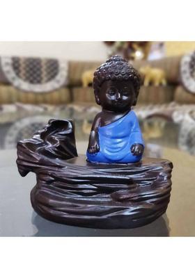 BECKON VENTURE Handicrafted Meditating Monk Buddha Smoke Backflow incense burner with 10 Smoke Backflow Incense Cone in Incense Sticks|decoration items for house|handicraft home decor|showpiece figurine|smoke fountain|buddha smoke fountain|Smoke waterfall