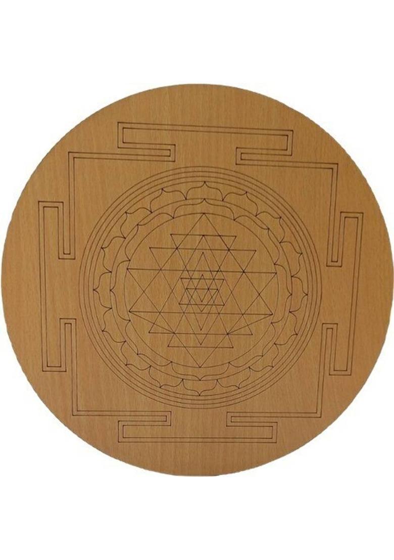 Natures Bounty Meditation Grid Plate Energized Sacred Geometry Flower Tree of Life Decorative Showpiece - 10 cm&nbsp;&nbsp;(Wood, Multicolor) - Indya