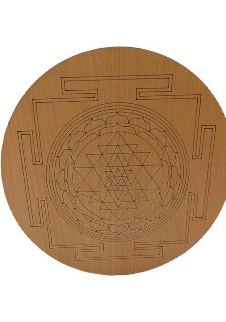 Natures Bounty Meditation Grid Plate Energized Sacred Geometry Flower Tree of Life Decorative Showpiece - 10 cm&nbsp;&nbsp;(Wood, Multicolor) - Indya